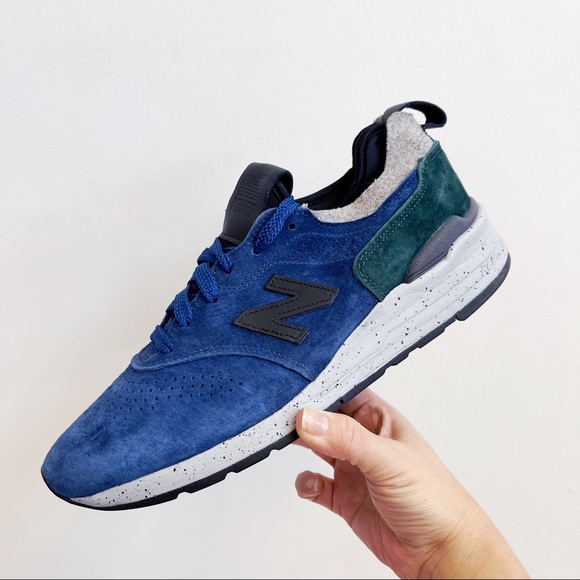 New Balance x Woolrich Mens Blue Green Gray Suede Sneakers M997HC2 Sz 9.5 D